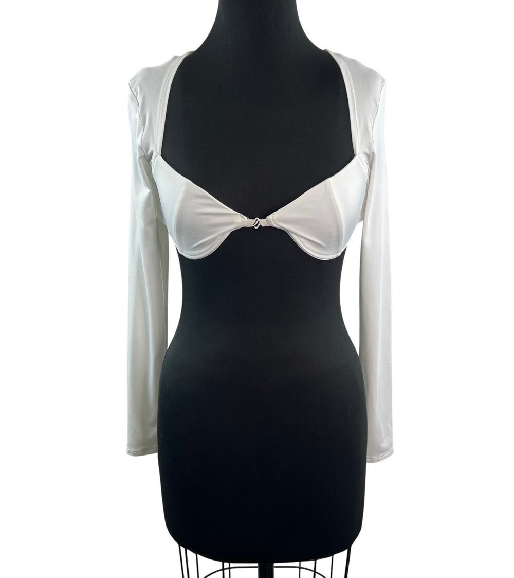 White Fox Boutique Just Like You White Crop Top Sweetheart Neck Size Medium NEW